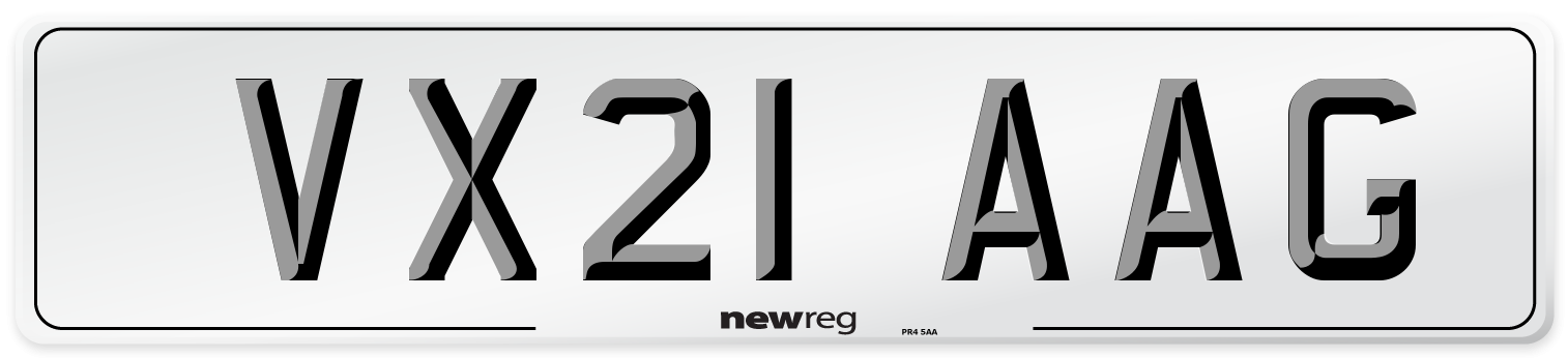 VX21 AAG Number Plate from New Reg